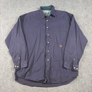 Siegfried Button Down Shirt Mens L Navy Blue Long Sleeve Cotton Golf Old Money